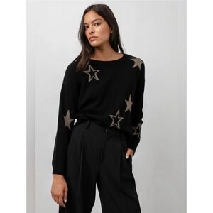 Rails Perci Sweater Black Gold Star Wool Blend Crewneck XS